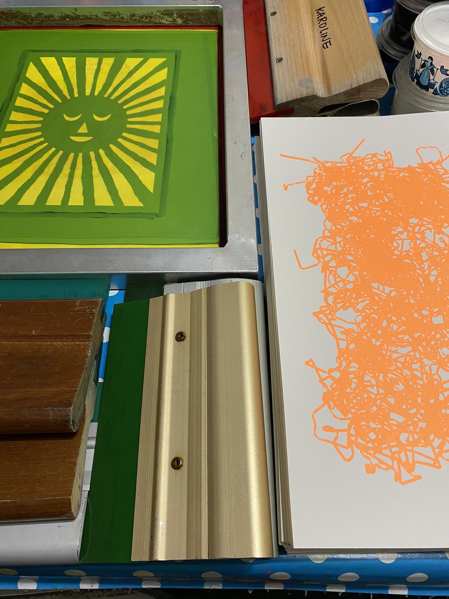 KarolineRerrie's tweet photo. My next #screenprint workshops in #Birmingham are; Saturday the 24th of June &amp; Saturday the 2nd of September. Coat screens with photo emulsion, expose images onto them, set up to print, register different layers &amp; pull lots of colourful screen prints on paper! DM for more info. https://t.co/oCyTh9VHbU