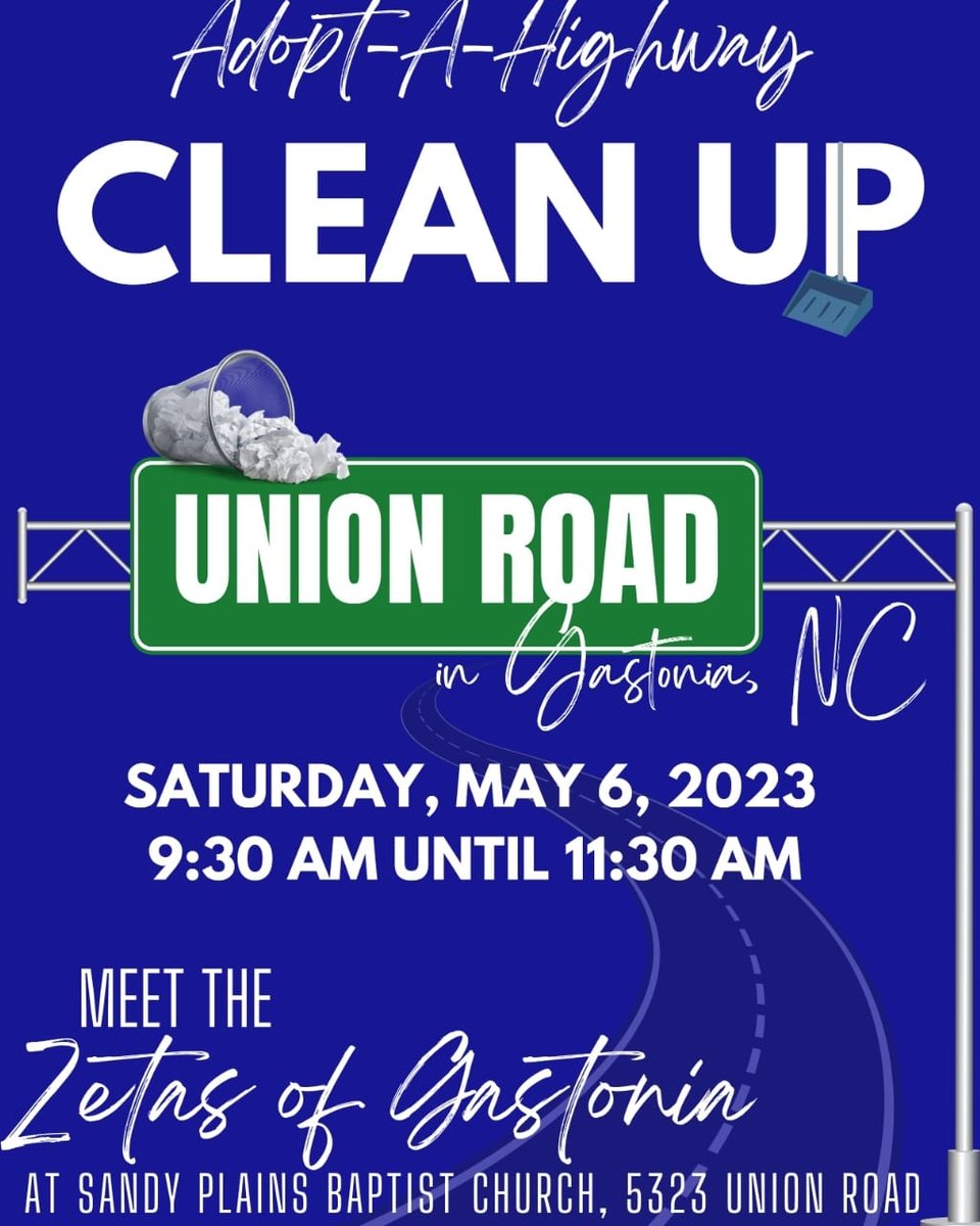 Join us next Saturday, May 6th as we continue to serve and beautify our community. #ZetasofGastonia #AdoptAHighway #CommunityService #gastoncounty