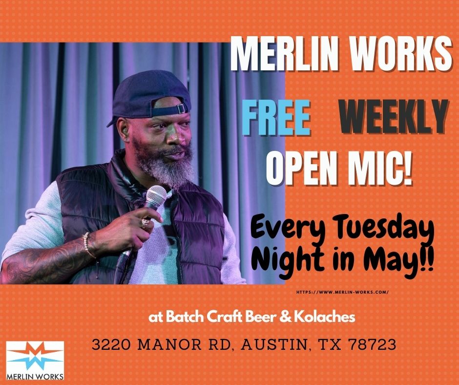 ShanaMerlin's tweet photo. Join Merlin Works New Stand Up Open Mic Shows at 8:30 Every Tuesday in May! - https://t.co/Z24PPMrM4C https://t.co/cNolXKeiVg