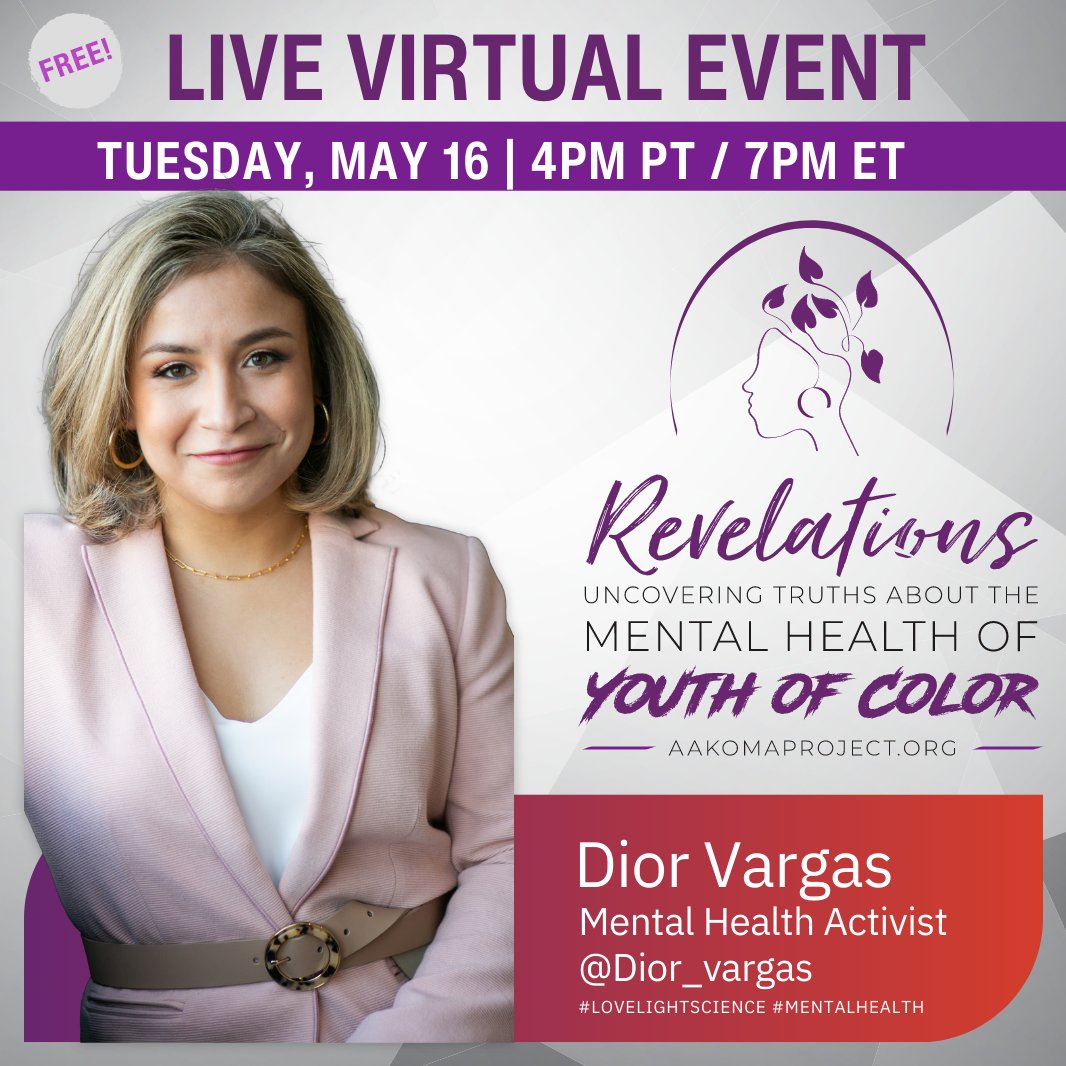 Exciting news! Join us for our special event, Revelations: Uncovering Truths about the State of Mental Health for Youth of Color, and meet our incredible speaker @dior_vargas 📣