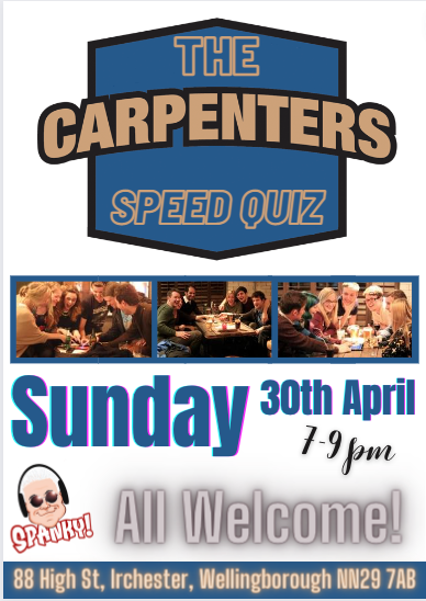 We are back at The Carpenters Arms In Irchester TOMORROW NIGHT! Speed Quiz from 7-9pm Hope to see you there! #FamilyFun #Entertainment #QUIZ #BitchSlap #Irchester