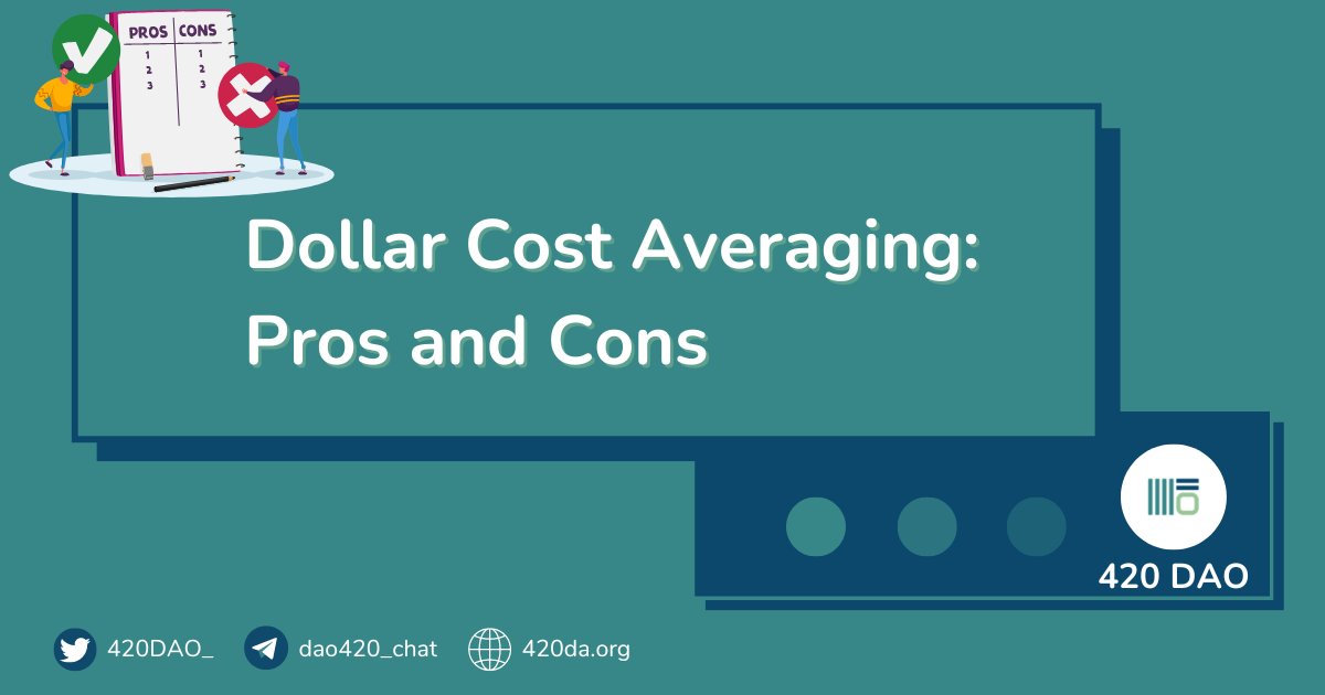 Pros:
🌟Reduces emotional component 
🌟Avoids bad timing

Cons:
🤔Market rises over time meaning that if you invest a lump sum earlier, it is likely to do better than smaller amounts invested over some time
🤔Not a substitute for identifying good investments

#CryptoNews #Crypto