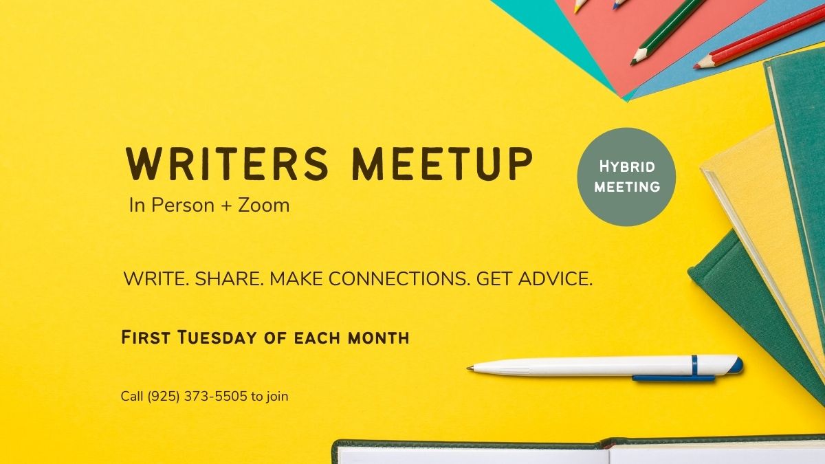 LivLibrary's tweet image. 5/2/23 #WritersMeetup, 6:30pm #CivicCenterLibrary Board Rm @ 1188 S. Livermore Ave. #LivermoreCA. Writers (18+) at all writing levels, beginners to experienced writers, are invited to this #WritingGroup for support &amp;amp; motivation to write. Call 925-373-5505 for Zoom info.