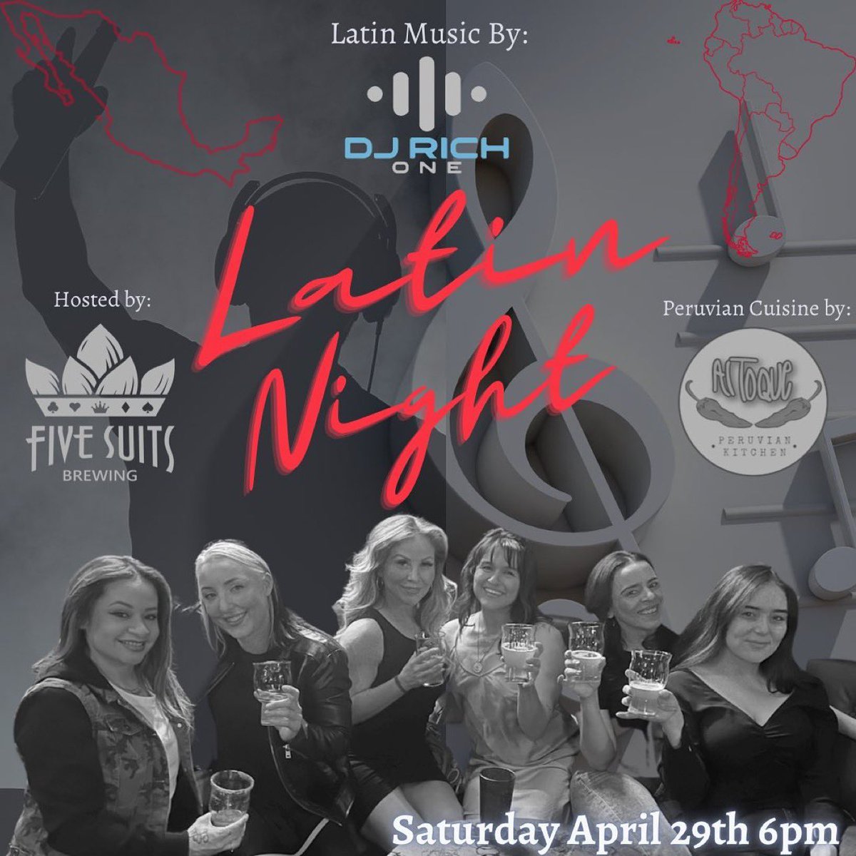 fivesuitsbrew's tweet photo. It’s going down tonight! 😎 Latin Night kicks off at 6pm! Delicious food by #altoquepk available all day long! Latin tunes by @DjRichone #fivesuits #fivesuitsbrewing #sdbeer #vistabeer #vista #indiebeer #sandiego https://t.co/vHA50yx8cE