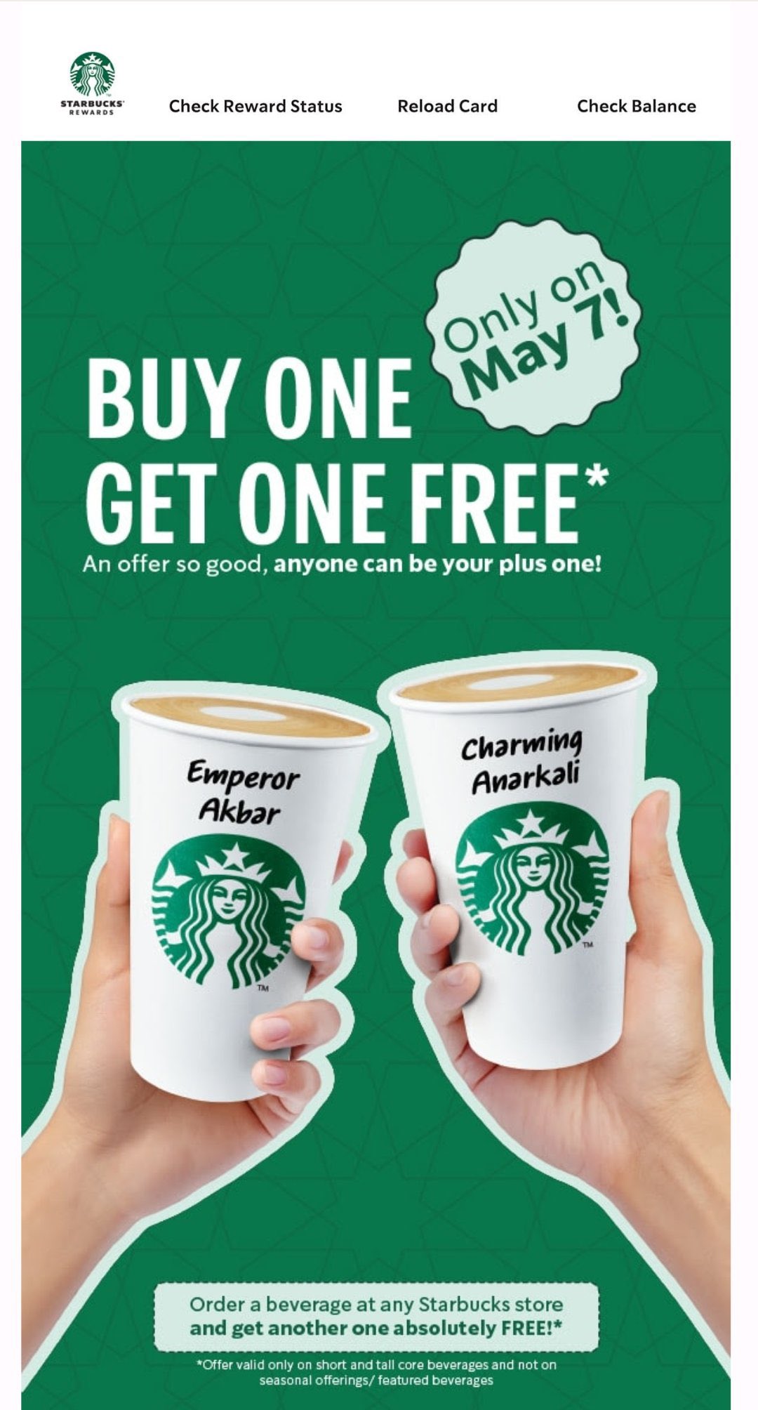 Starbucks buy one get one free deals