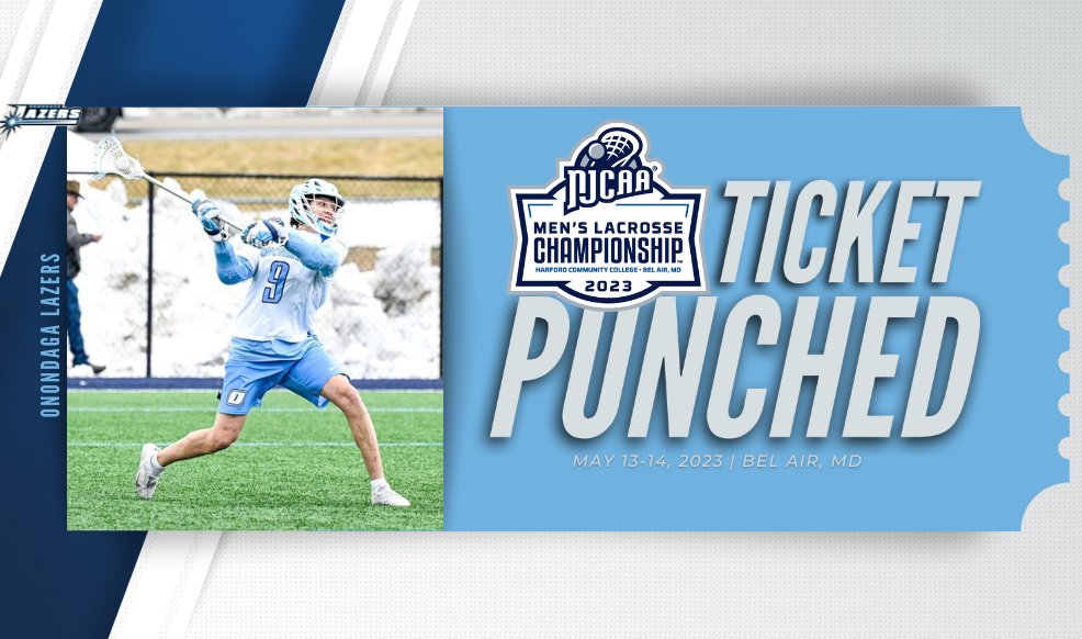 NJCAALacrosse's tweet photo. The Lazers' 🎟️ is 👊!

Onondaga earns a spot in the 2023 #NJCAALacrosse Men's Championship by winning the North A District Championship.

https://t.co/7zMq7vRy2x https://t.co/fPpaLXhTrG