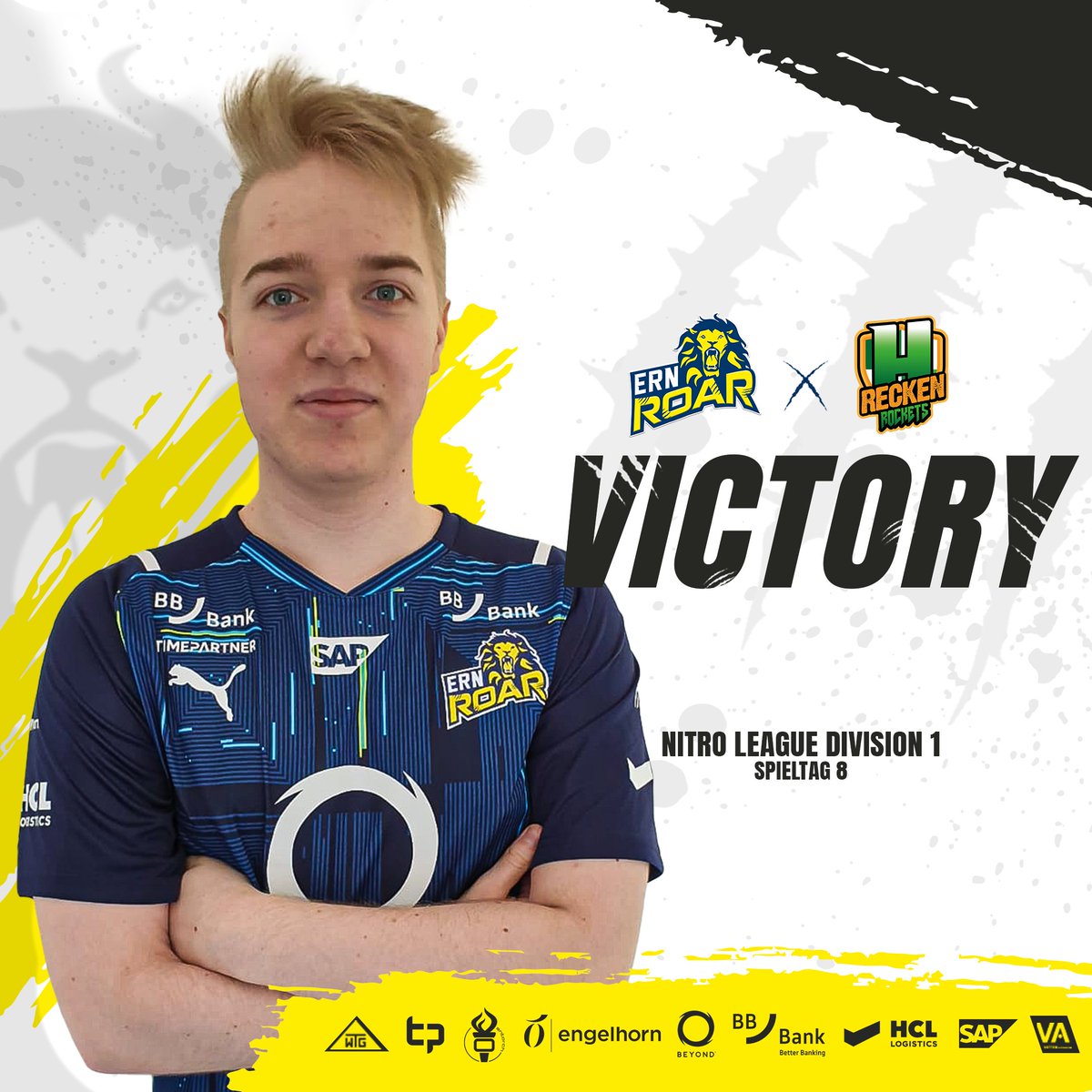 Starke Leistung! Wir gewinnen das Match gegen <a href="/reckenrockets_h/">DIE RECKEN</a> mit 4:3 #GGWP🤝Damit machen wir einen ganz großen Schritt in Richtung Playoffs!

#ROAR #NitroLeague