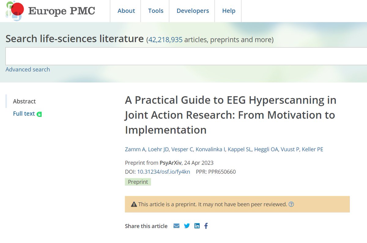 SAVIBrunel's tweet image. &apos;A Practical Guide to EEG Hyperscanning in Joint Action Research: From #Motivation to Implementation&apos;

Interesting &amp;amp; innovative approaches for #researchers who want to capture neural processes that occur when people coordinate actions towards a shared goal europepmc.org/article/ppr/pp…