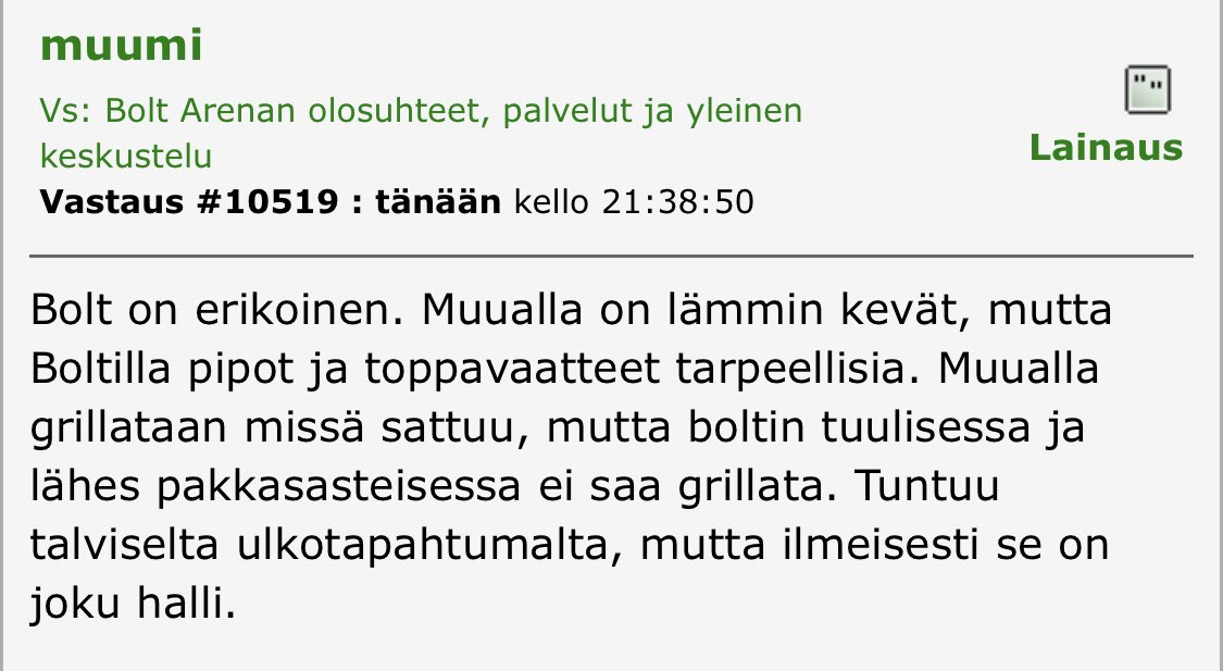 JanneUlmala's tweet photo. Kiteyttää erittäin hyvin Bolt Arenan. Onneksi laitoin tänään paksumman takin ja otin hanskat mukaan. Itäkatsomossa odotettiin kuinka aurinko pikku hiljaa siirtyi kohti meidän riviä. Kun se hetki vihdoin koitti, niin pilvet saapuivat. #HJK #Klubi #Veikkausliiga #BoltArena https://t.co/LMJUk5IImW