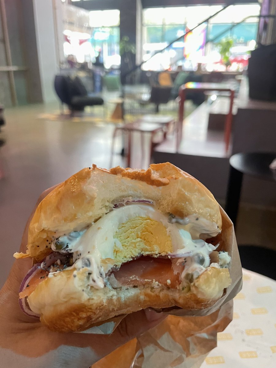 Eating a breakfast sando alone with a Diet Coke in the middle of a hotel in another city is top tier self care