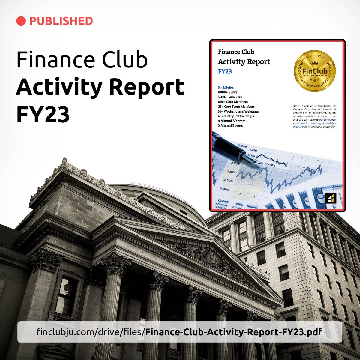 FinClubJU's tweet photo. FinClub's Activity Report FY23 is now available online.

Download Link - https://t.co/vJq3NOMWZP https://t.co/jDf3GbZNCn