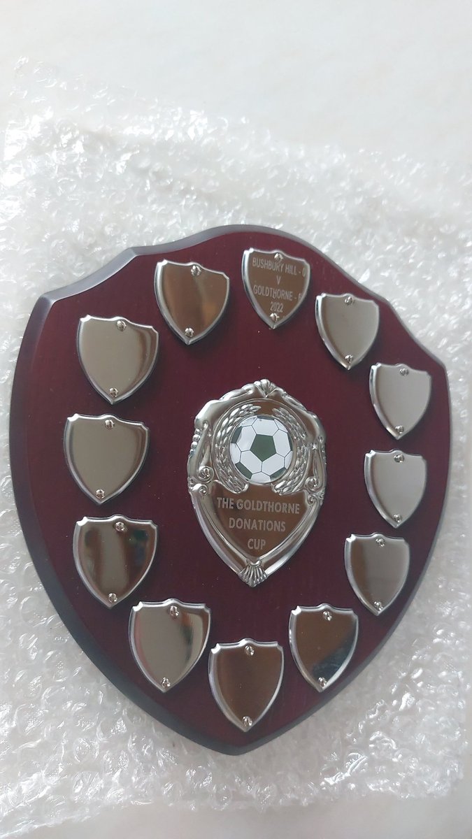 This shield will also be an annual reminder of this event, it has last years 6-0 victory against Bushbury Hill FC and will be engraved with tomorrow's result