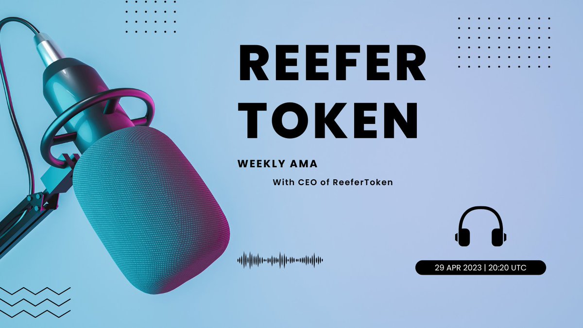 ReefrToken's tweet photo. Hello!
It's time for the weekly #AMA!
Listen in at: https://t.co/opDYCKxVKf
Additionally, you can check out the recordings of our AMA's here:
https://t.co/tCAW7KIflZ
#RFTN #ACS #TYFPS #CannabisCommunity https://t.co/TCFlb8C16F
