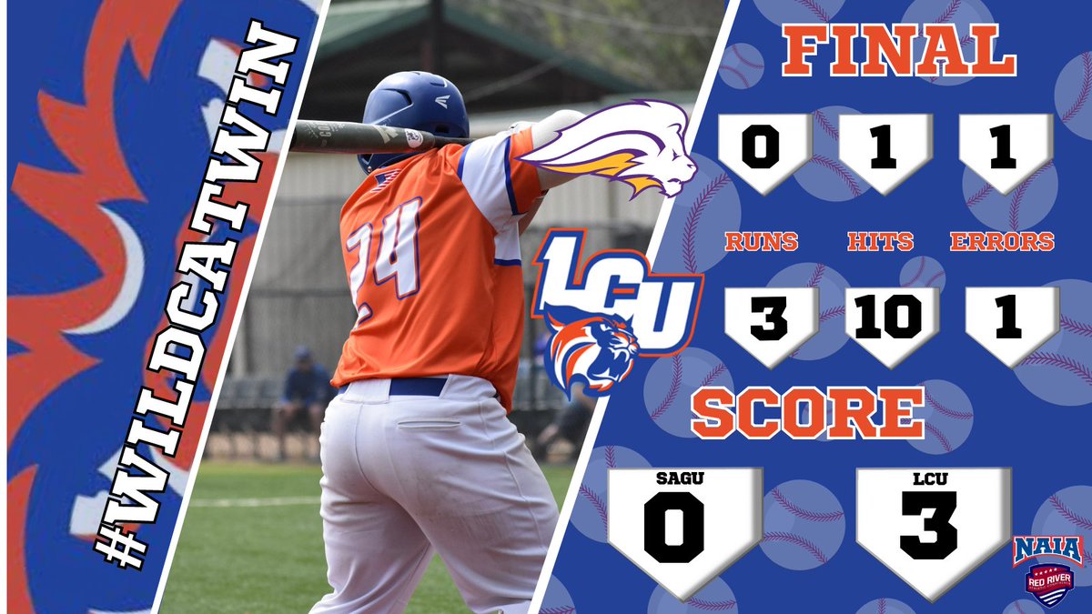 LCU_bsb's tweet photo. FINAL 
#WILDCATWIN

LEADERS:
#2 N. MOREAU WENT 4-4. 
#35 P. LAMARTINIERE 3-4 WITH 3 DOUBLES AND 2 RBIS
#27 N. BRUNET WENT 2-4
#19 D. DAVID WENT 1-3
#12 J. FRANKLIN WITH 1 RBI

#ClawsUp  @NAIABall
@RRACsports @LC_University  @LCU_Wildcats 
@CenLaPrepsLLC
@KALBSports https://t.co/mav37ISLAo