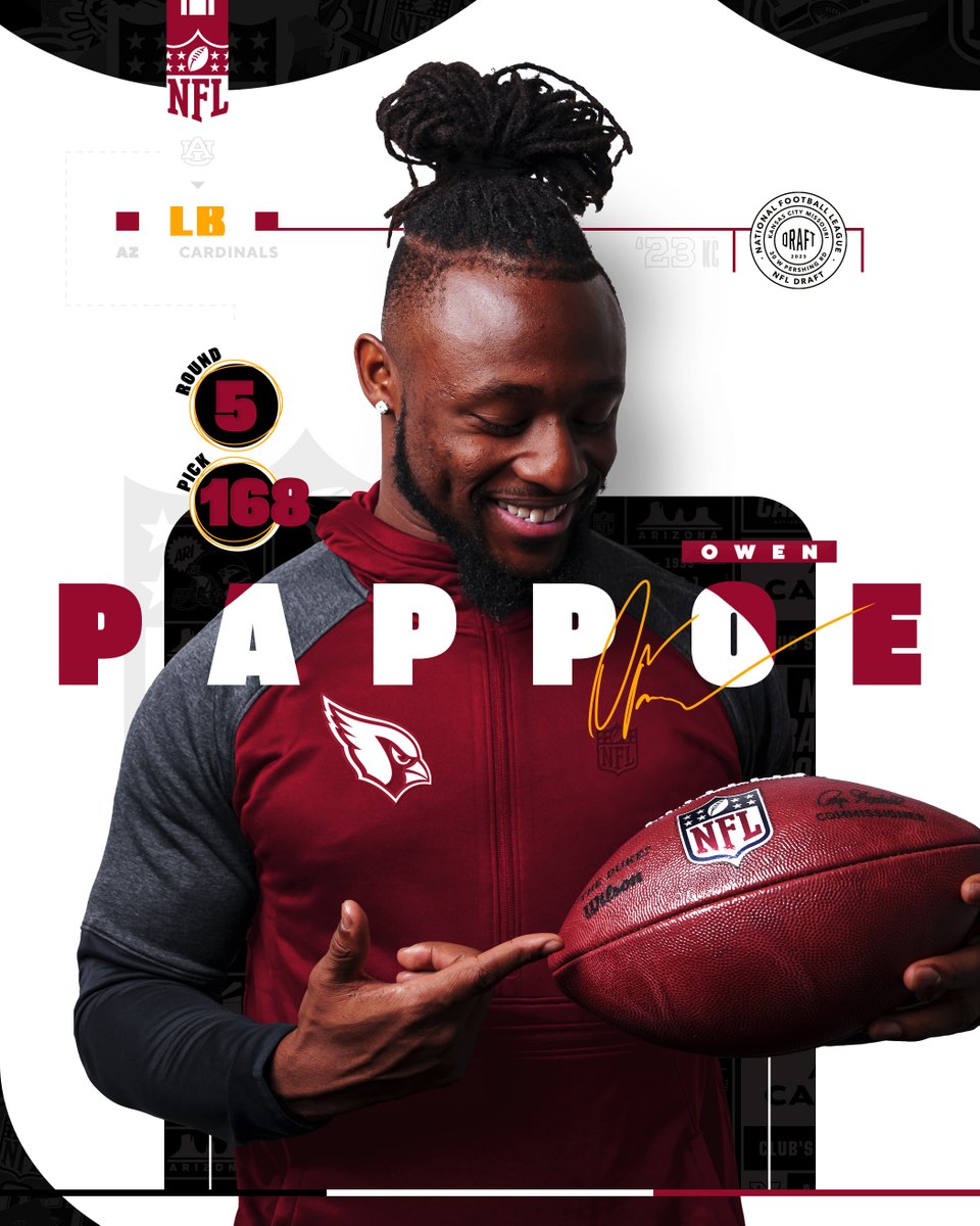 𝐃𝐑𝐀𝐅𝐓𝐄𝐃!!

<a href="/TheFreak/">Owen Pappoe</a> is joining the #BirdGang 

#AuburnMade🦅 | <a href="/AZCardinals/">Arizona Cardinals</a>