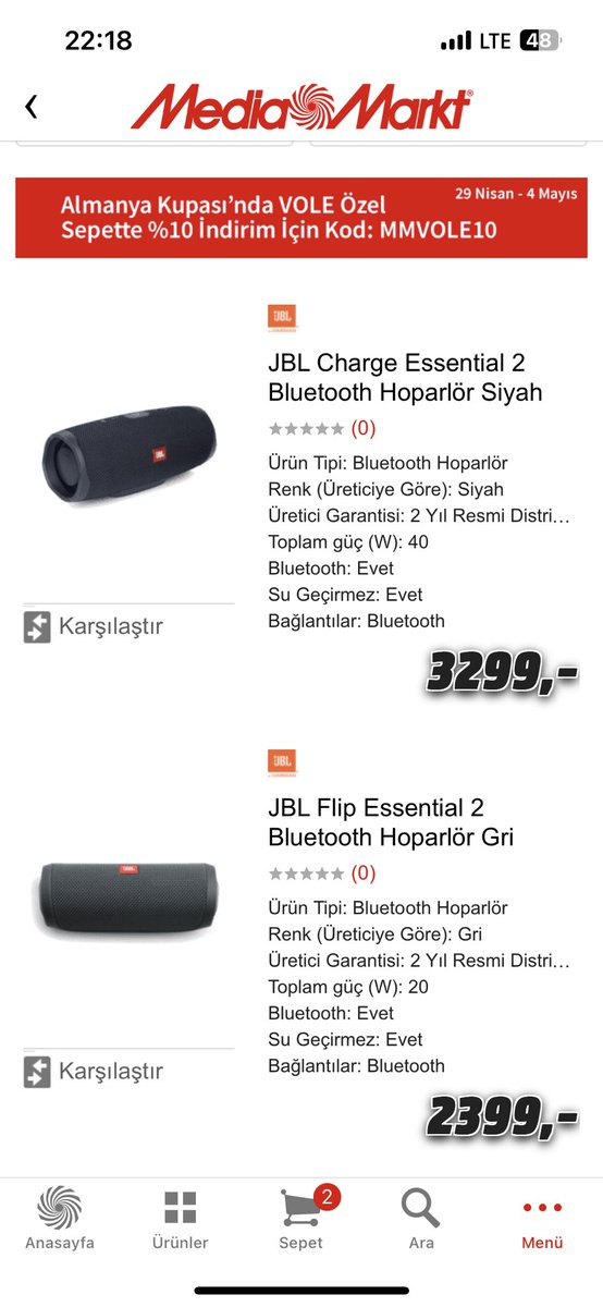 pcrotasi's tweet photo. 🚨İNDİRİM🚨

Mediamarkt Sepette %10 İndirim❗️

MMVOLE10 koduna %10 indirim yapıyor. Tv'ler güzel fiyata geliyor dostlar.

https://t.co/48qUdFZ7Kk https://t.co/Q4slGLyHgr