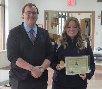 CVOHIO's tweet photo. Chloe Parent  (left) of Elida and Amelia Carter  (right) of  Lima Central Catholic were awarded the John Phillip Sousa Band Award by the Kiwanis Club of Kiwanis of Lima Ohio  at a recent meeting. They are pictured with their respect band directors John Stetler and Austin Friess. https://t.co/6P0KcFPrQv