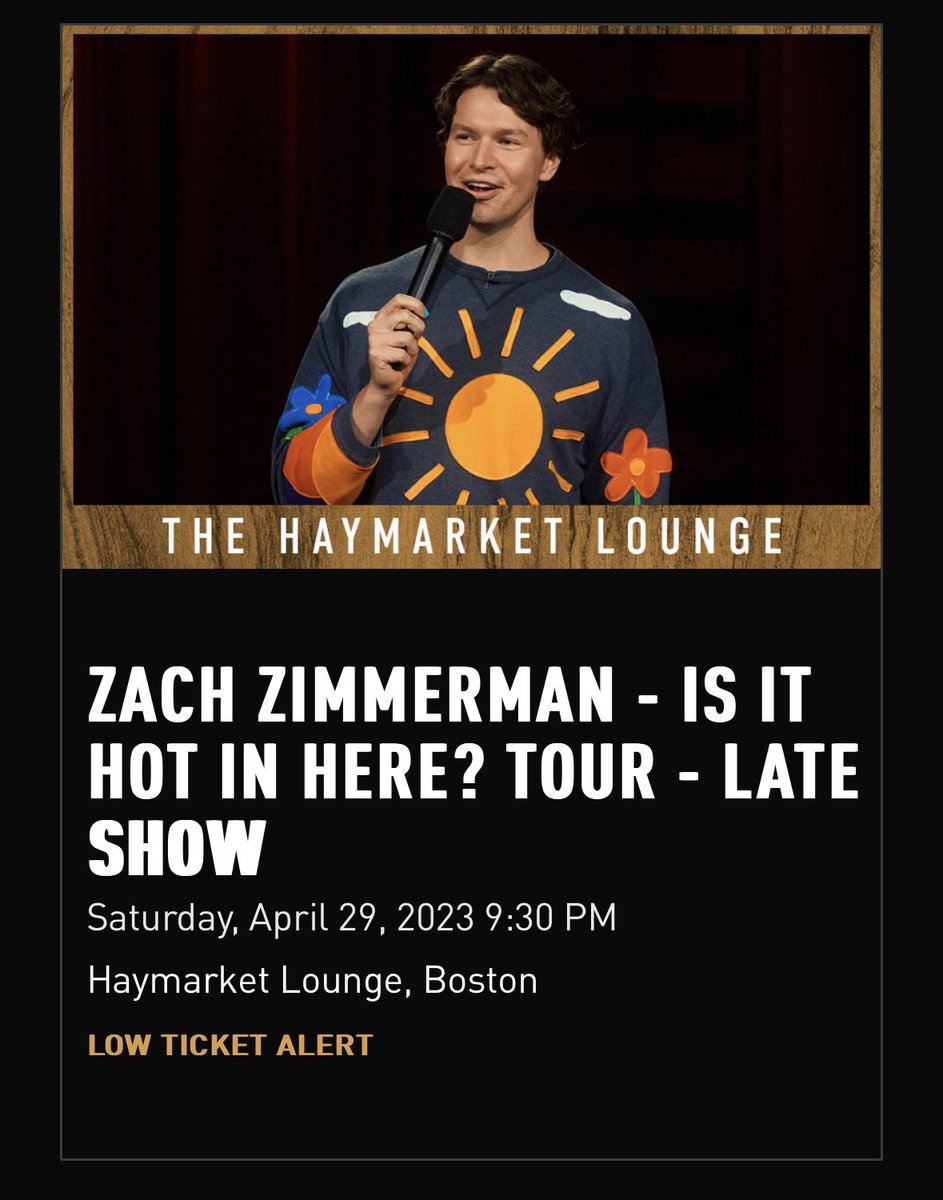Zach Zimmerman on Twitter "Boston tonight! Early show is sold out
