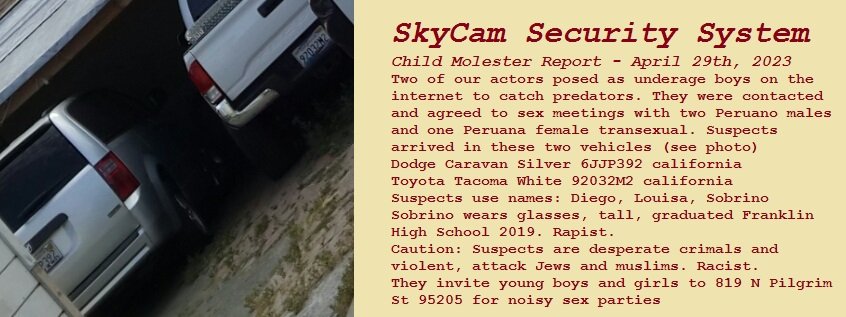 Advisor44650056's tweet photo. Here is latest Security System report on child predators. We caught them on film after asking to meet actor posing as 12 yo boy for sex and lewd acts. They used tel # 209-636-8429 to send nude photos of Diego to students. https://t.co/HdeO53T1A5
