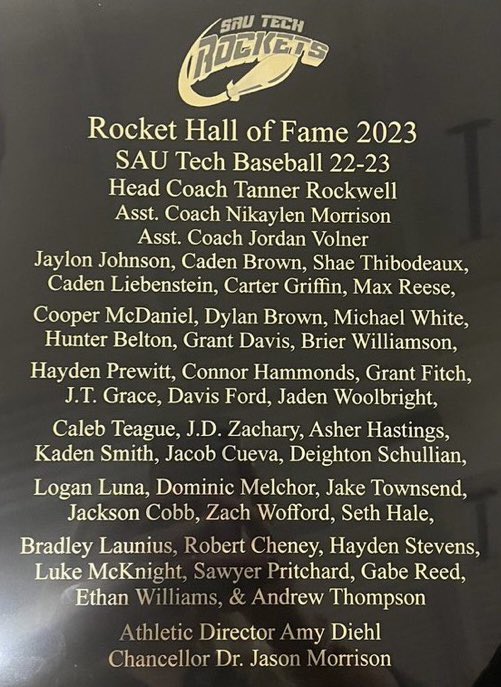 Congratulations <a href="/SAUT_BSB/">Rocket Baseball</a> ! You’re Hall of Famers, each and everyone of you. 

We are all proud of you as you should all be, of one another and what you’re building. 
<a href="/TRock01/">Tanner Rockwell</a> <a href="/SBLiveARK/">Arkansas High School On SI</a> <a href="/arkshof/">ArkSportsHallOfFame</a> <a href="/NaturalStateCL/">Natural State Collegiate League</a> <a href="/NaturalStBase/">Natural St. Baseball</a> <a href="/the1nss/">The Natural State Sports Network</a> <a href="/NJCAARegion_II/">Region 2 Athletics</a> <a href="/3N2Sports/">3N2 Sports</a> <a href="/sully7777/">Steve Sullivan</a> #RATS