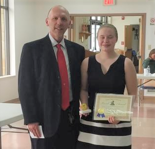 CVOHIO's tweet photo. Evan Large (left) of Lima Senior  and Jacquelyne Lynch (right) of Perry were awarded the John Phillip Sousa Band Award by the Kiwanis Club of Kiwanis of Lima Ohio  at a recent meeting. They are pictured with their respect band directors Kelly Fronzaglia  and Michael Parent. https://t.co/egsuGJR1Sb