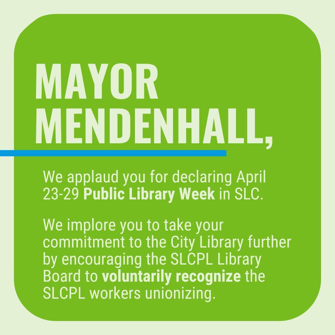 SLCPLWU's tweet photo. Help us encourage @slcmayor to publicly support us by reposting and tagging @slcmayor in your post โ
#slc #slcpl #slcmayor https://t.co/wvOSk2o2G7