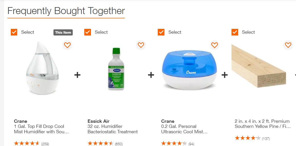 After ordering humidifier pads from <a href="/HomeDepot/">The Home Depot</a>  I browsed room humidifiers. Then checked the Frequently Bought Together section. Still mystified by the 2x4. 🙃😕