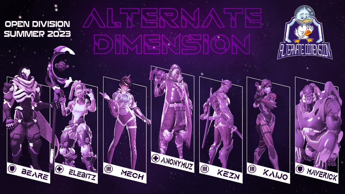 alt_esports_'s tweet photo. OPEN DIVISION DAY 1!!!!

Here’s who you can expect to see with Alternate Dimension tonight! #SealTheRift🪐🔮

🛡️@Beare
🛡️ @MaverickOW
🔫 @keznn_ 
🔫 @HomieKaijo 
🔫 @Mech
💉 @anonymuz
💉@elebitzV2 https://t.co/GLwcqbNIkF
