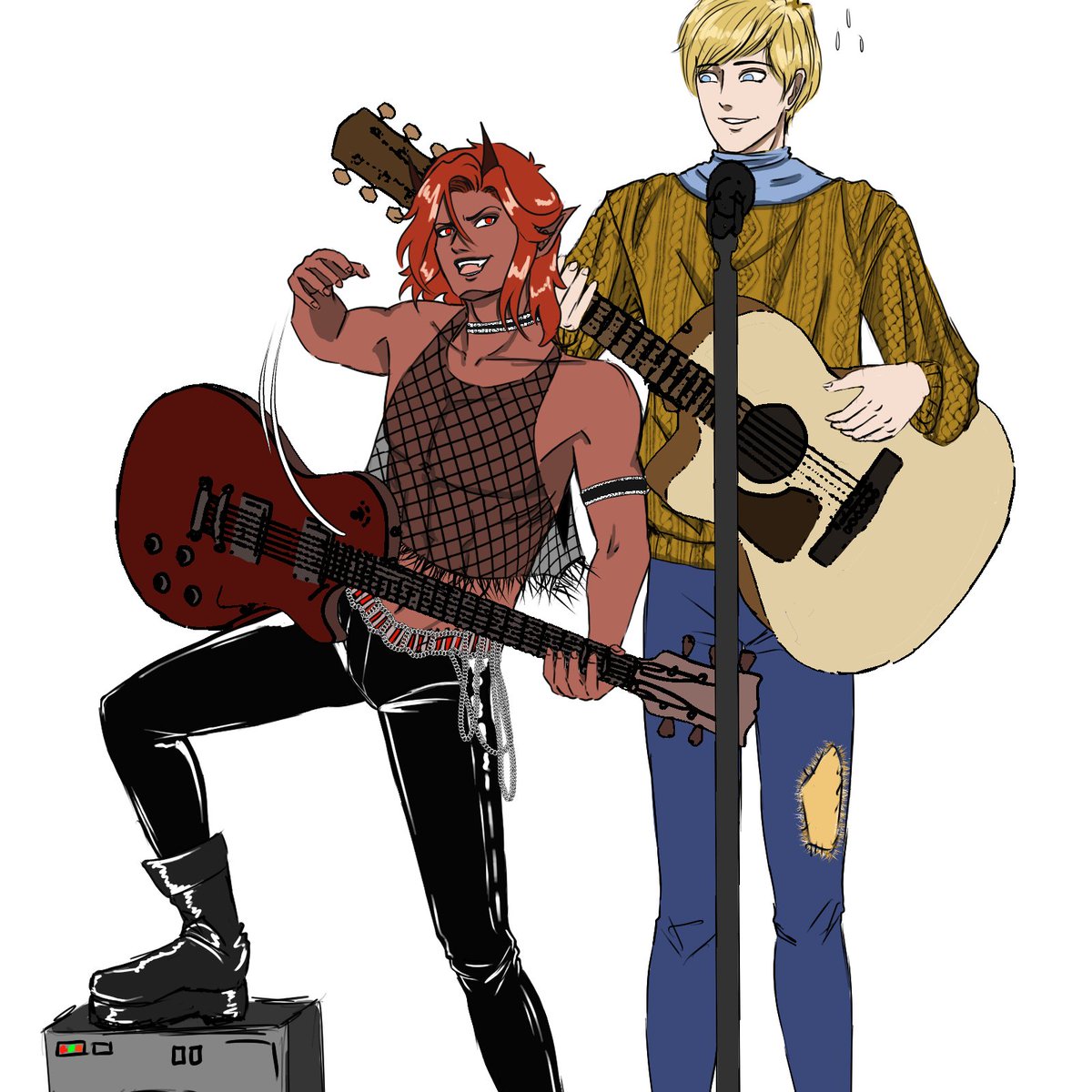 LordOfTheDecaf's tweet photo. #ComicGab Day 29: Fantasy 

Because it's based in DnD homebrew lore, The Poisoner's Piece is a fantasy! However, if it was more modern, this sketch would be more relevant - our MC would be a rebel and our second MC would wear cozy sweaters alllll the time. 🥹✨ https://t.co/V4uXCA0251