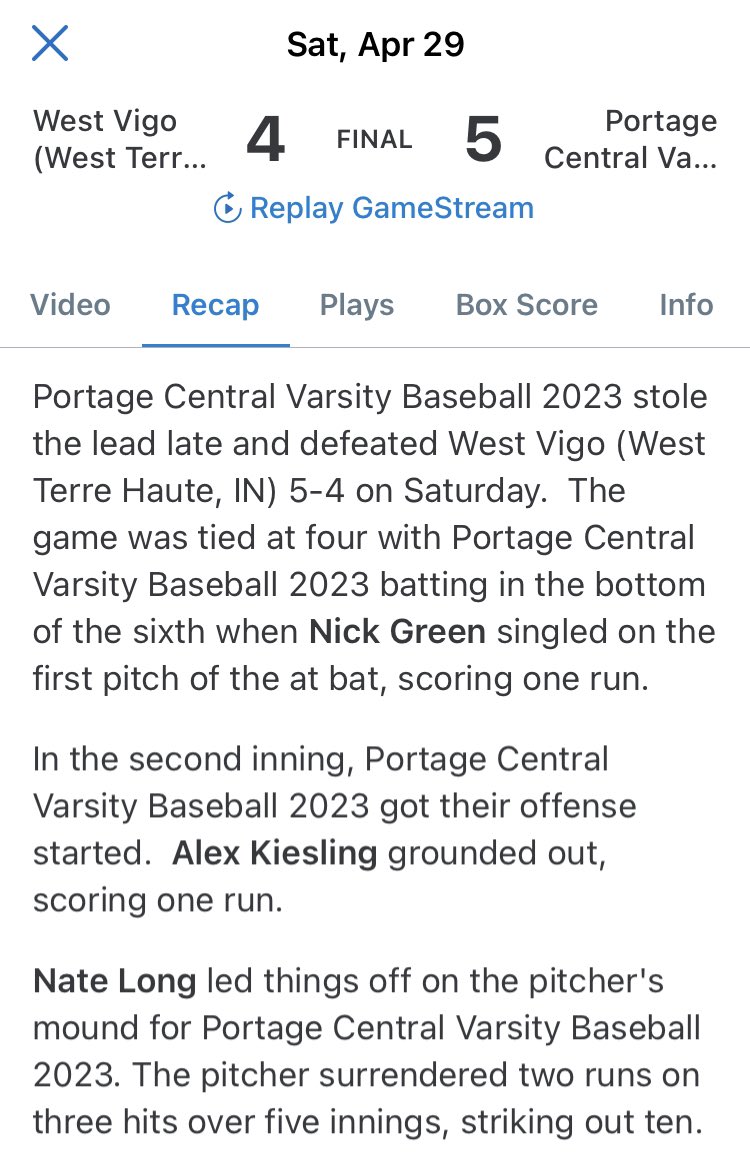 PC Mustang Baseball (@mustangspc) on Twitter photo PC gets the W vs a very strong West Vigo team
<a href="/Nate_Long27/">Nate Long</a> went 5 innings 10 Ks <a href="/dcalhoun22/">Daniel Calhoun</a> came in to close out the game
Nick Green w/ 2 hits 1 RBI <a href="/peyytonruthven/">Peyton Ruthven</a> w/ 2 hits
<a href="/noahswope04/">Noah Swope</a> <a href="/dcalhoun22/">Daniel Calhoun</a> <a href="/TSachwitz/">Thomas Sachwitz</a> w/ 1 hit 1 RBI
<a href="/Nate_Long27/">Nate Long</a> <a href="/AndrewEley2023/">Andrew Eley</a> <a href="/ThomasWinches17/">Thomas Winchester</a> w/ 1 hit PC gets the W vs a very strong West Vigo team
<a href="/Nate_Long27/">Nate Long</a> went 5 innings 10 Ks <a href="/dcalhoun22/">Daniel Calhoun</a> came in to close out the game
Nick Green w/ 2 hits 1 RBI <a href="/peyytonruthven/">Peyton Ruthven</a> w/ 2 hits
<a href="/noahswope04/">Noah Swope</a> <a href="/dcalhoun22/">Daniel Calhoun</a> <a href="/TSachwitz/">Thomas Sachwitz</a> w/ 1 hit 1 RBI
<a href="/Nate_Long27/">Nate Long</a> <a href="/AndrewEley2023/">Andrew Eley</a> <a href="/ThomasWinches17/">Thomas Winchester</a> w/ 1 hit
