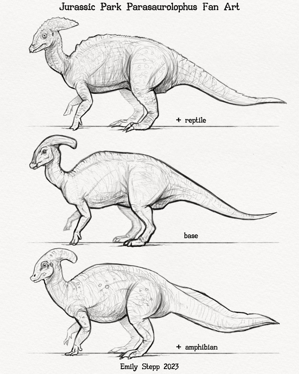 Emily_Art's tweet photo. Parasaurolophus from the first Jurassic Park movie DNA variants. https://t.co/tWJAIar7b7