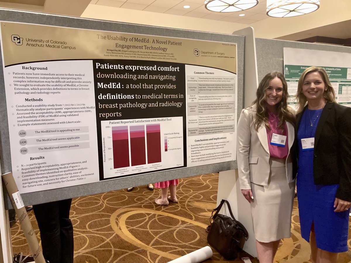 SarahTevisMD's tweet photo. So proud of all the important work our ⁦@CUMedicalSchool⁩ students are doing to improve patient centered care!! ⁦@CUDeptSurg⁩ ⁦@CUSurgOnc⁩ #asbrs23 https://t.co/xdFIzNft46