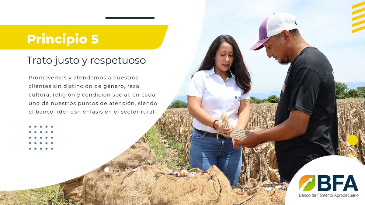 bfaelsalvador's tweet photo. ✅En nuestras Agencias, Cajas Rurales y Cajas Exprés fomentamos el trato justo cumpliendo con el principio 5 de protección al cliente: Trato justo y respetuoso. https://t.co/ZYsDAZJSiD
