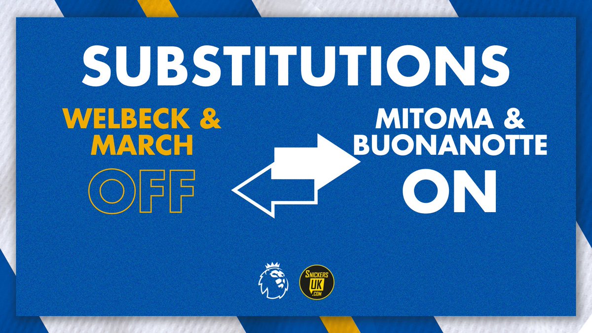 BHAFC's tweet photo. 56': First Albion changes see Kaoru and Facundo come on for Solly and Welbz. 🔁

[5-0] 📲 https://t.co/S3j1TIedJv // #BHAFC 🔵⚪️ https://t.co/Ma5DJ6qV5L