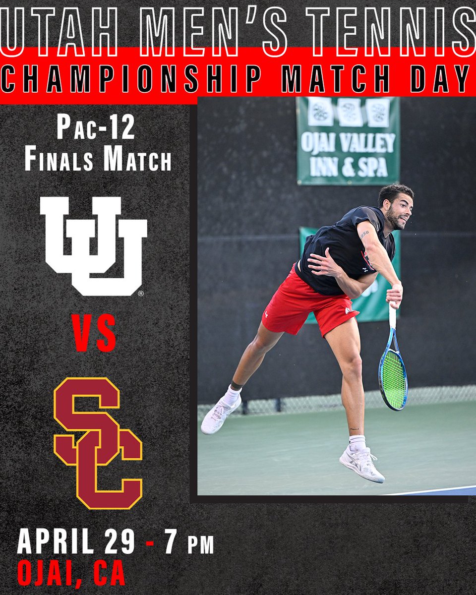 UtahTennis's tweet photo. 🏆🎾 CHAMPIONSHIP DAY🎾🏆
🆚 @USCMensTennis 
⏰ 7 p.m. (MT)
📍 Ojai, Calif. 
📊https://t.co/eFoJo6jJep 
💻https://t.co/3Dt4XhGg7X https://t.co/QZomtxKiA5