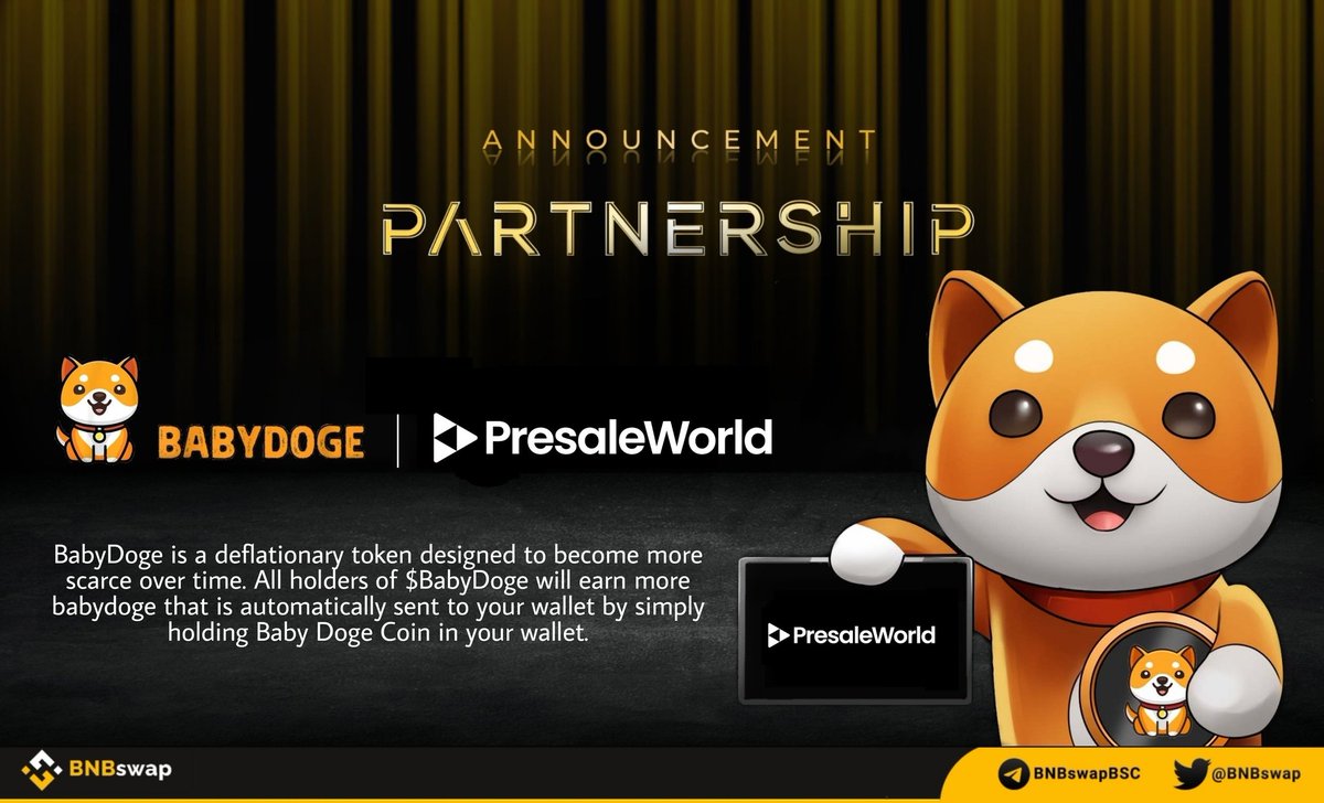 BabyDogenews_'s tweet photo. 📢 @PresaleWorld partners with @babydoge!

Through this partnership presale world launchpad projects can now send their initial liquidity to the #BabyDogeSwap right from launch!

$BabyDoge, a deflationary token designed to become more scarce over time

#Babydoge #BabyDogeCoin https://t.co/IoAV2EAv9C