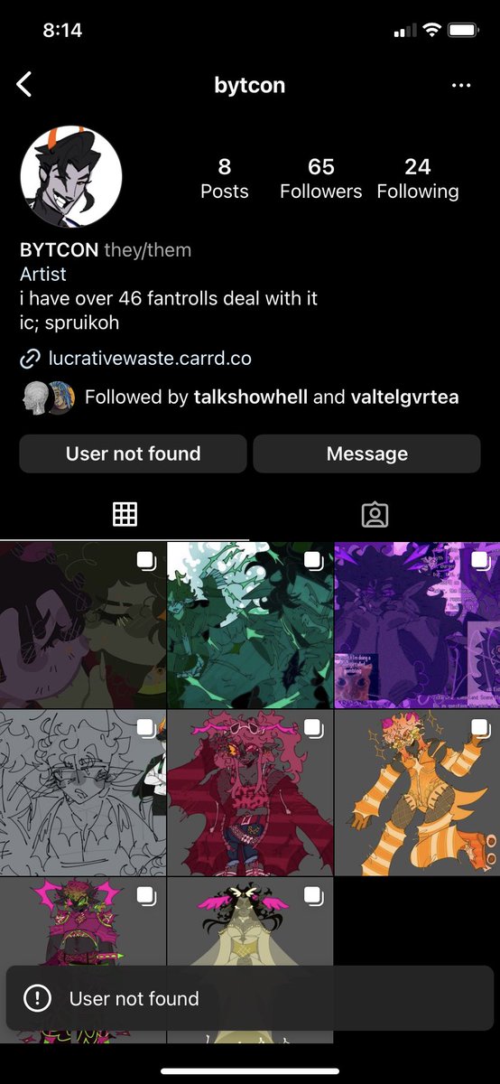 timesae86's tweet photo. hey, please whatever you do dont follow @/bytcon on instagram, and wherever else they might be on here; i dmed them complimenting their art and asking for their priv [only trying to make friends with them] and they rudely put down my compliment  and called me immature 😭 idk man https://t.co/bFxaom02GM