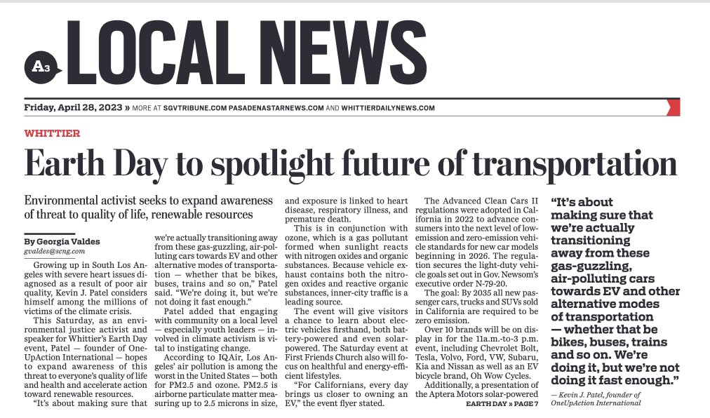 THANKS! to the <a href="/WhittierNews/">Whittier Daily News</a> for Georgia Valdes' thoughtful, well-researched story on TODAY'S Earth Day event in Whittier!  (See pages A3 &amp; A7 in Friday's print &amp; e-Edition.) enewspaper.whittierdailynews.com/html5/reader/p…