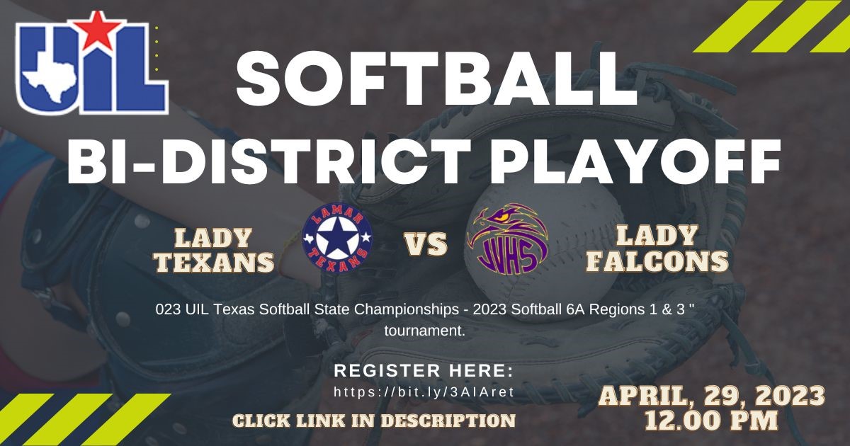Sport169's tweet photo. 🥎𝕀𝕋'𝕊 𝔾𝔸𝕄𝔼 𝔻𝔸𝕐🥎

Lamar 🆚 Jersey Village
🗓 April 29, 2023
⌚️ 12:00 PM | 
📍 Jersey Village HS
🎟️ https://t.co/6ZUOw4IbJ0 https://t.co/N2KYGCtNqB