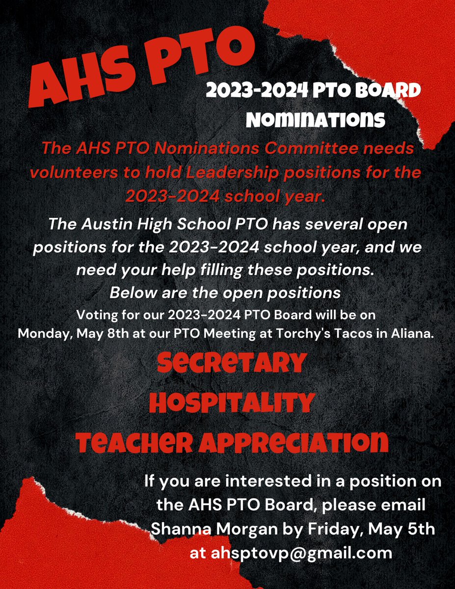 Austin_PTO's tweet photo. @SFAHS_Bulldogs parents, grandparents, faculty, and staff we need your help. Join us and please reach out with any questions. https://t.co/Oo28K8d9Gg