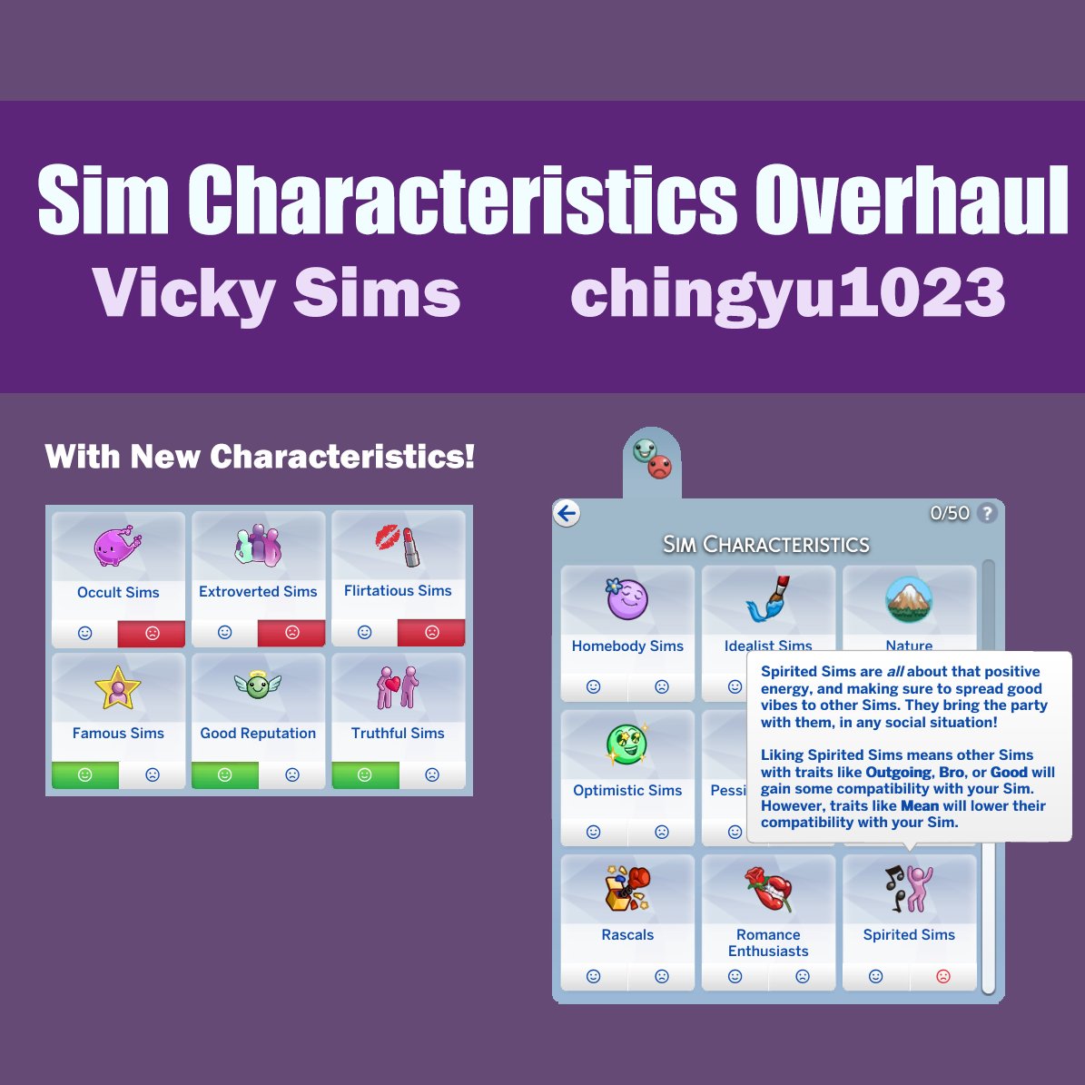 NEW: Sim Characteristics Overhaul  
💖Extra Sim Characteristics of Occults, Fame, Reputation, and more!
💖Overrides EA Sim Characteristics
💖Mod Info: sites.google.com/view/vickysims…
Early Access: patreon.com/posts/82234927
Public: May 20
#Sims4Cc #sims #s4cc #Sims4cc #TS4 #TheSims4  #ts4cc