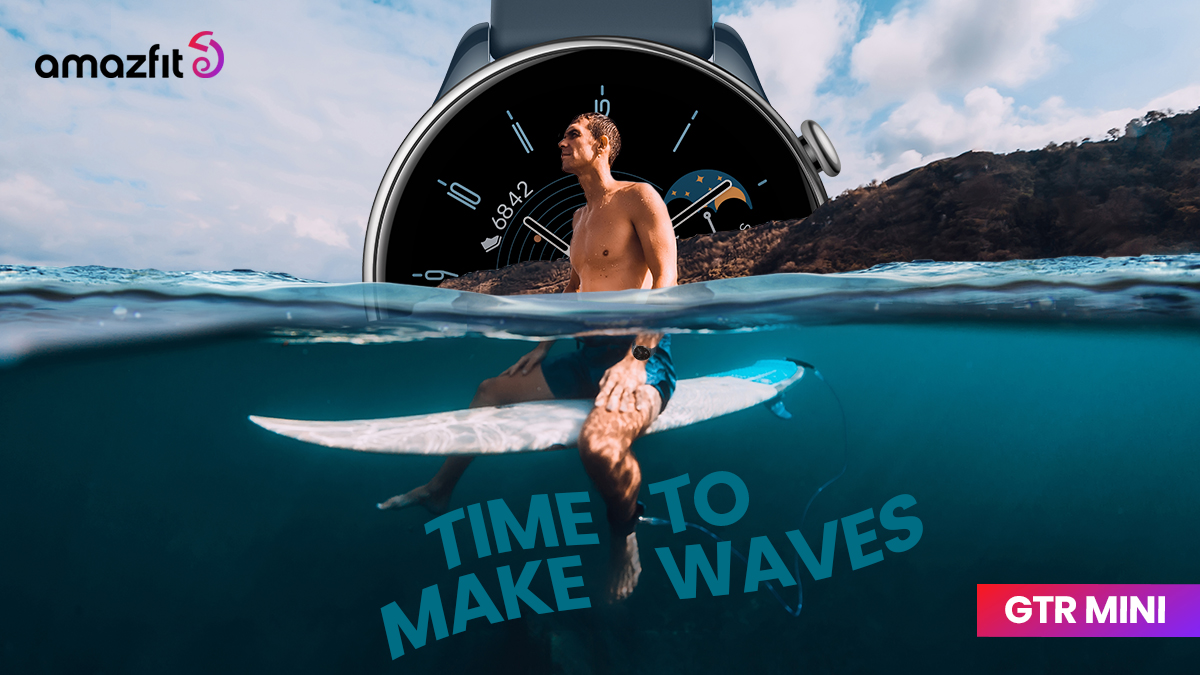 AmazfitIN's tweet photo. Ready to get submerged in style with GTR Mini?  With the ability to dive as deep as 5 ATM, GTR Mini makes your water adventures worry-free! #WaterproofWatch #GTRMini #Smartwatch  #AdventureTime #SwimWithStyle https://t.co/3wcuJEsfnx