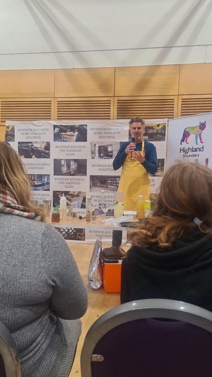 Next on the agenda at #TasteOfNairn , cocktail making with Simon from Highland Boundary Distillers. Would have been rude to leave &amp; not stay for a wee sample. 🍸