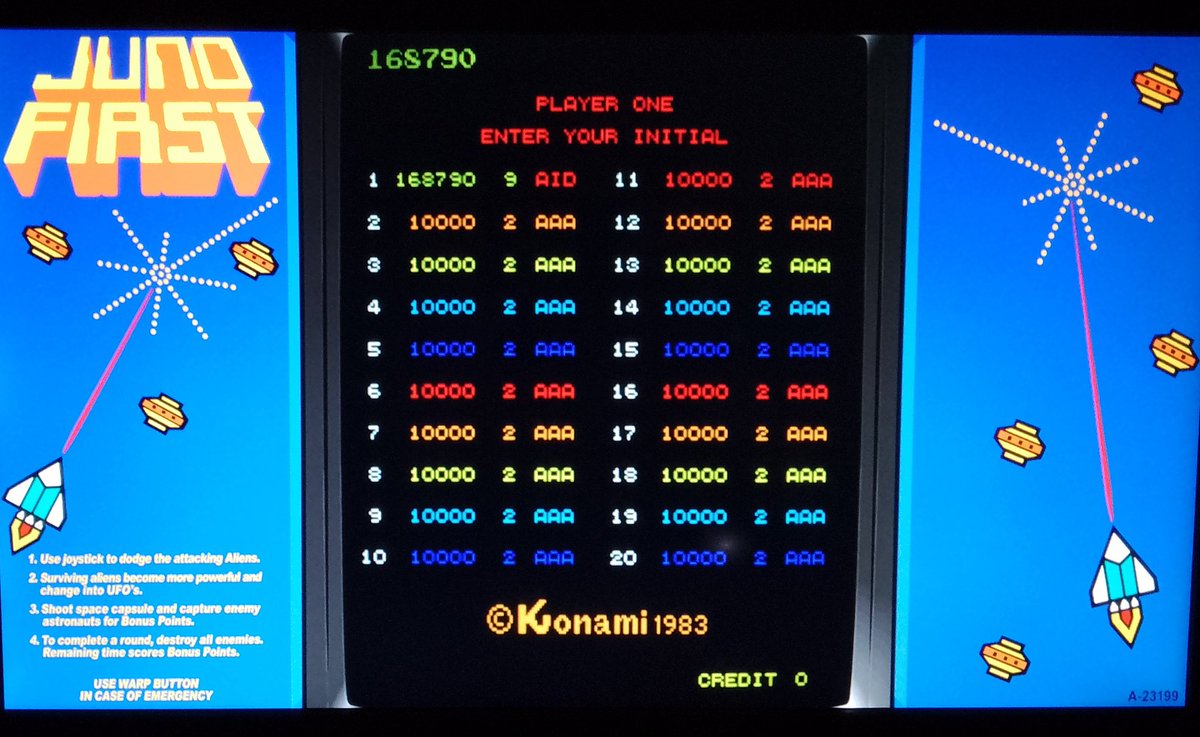 skyway_73's tweet photo. #archivescore
Reset the high scores and made sure the settings were right (Lives 3, Difficulty 3)
Need to up my game! @Arcade_Archive @radugauk https://t.co/eKhXOpxmQ2