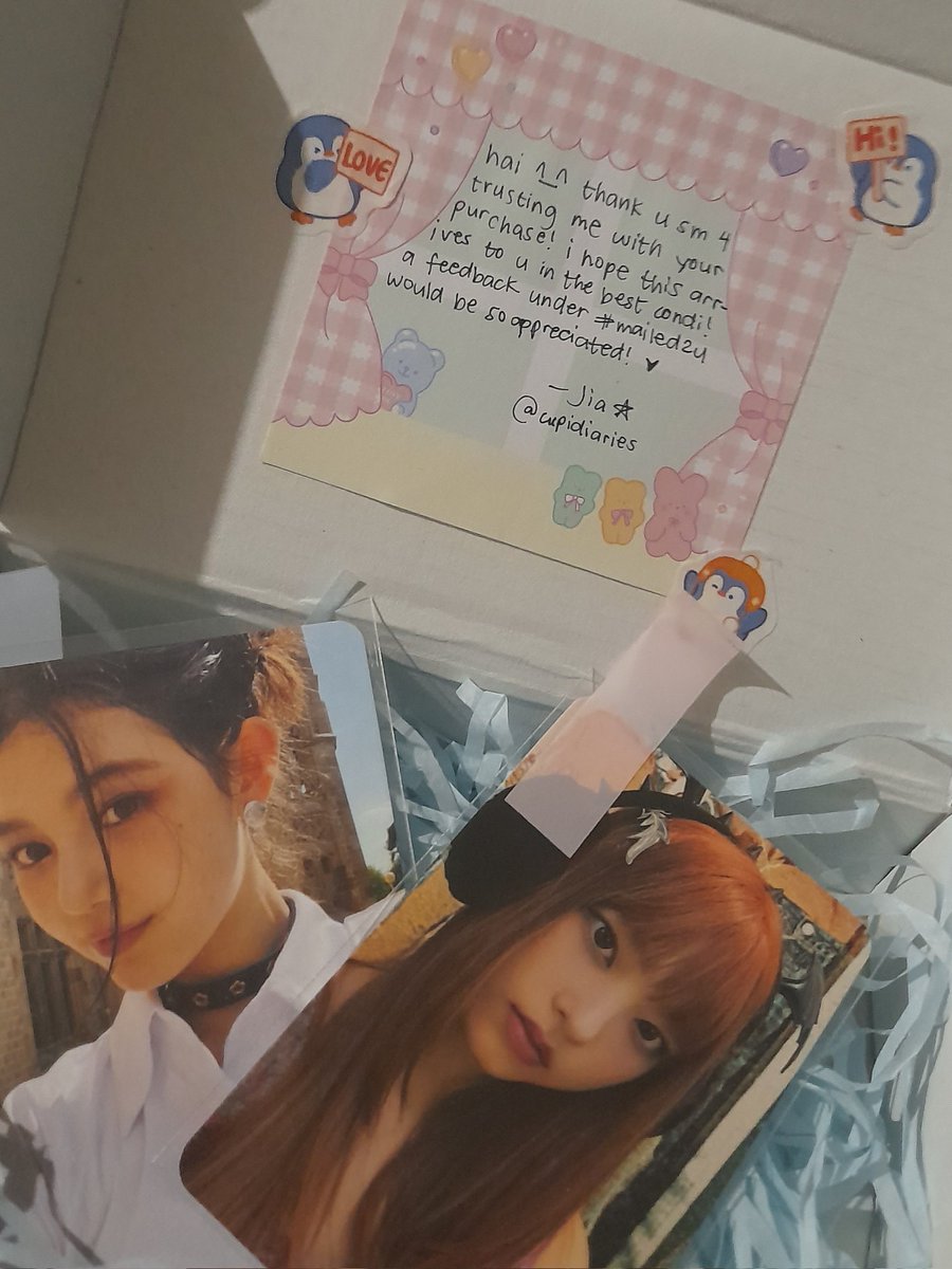 haelovsu's tweet photo. 💭 mailz for today ! ₍ᐢ..ᐢ₎ #haecollects⭒
౨ৎ from ; @cupidiaries

haiii ! so sorry for the late feedback >< thank uu for making my prios come home !! and for the cute packaging ^^ ‘till our next ♡

 ᥫ᭡ #mailed2u https://t.co/qiClup0l2O