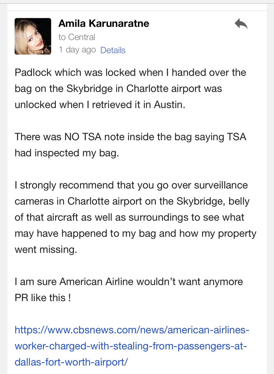 Brickellista305's tweet photo. AA @AmericanAir is notorious for flight delays and lost &amp; damage luggages. Furthermore to wrongfully accuse &amp; bully passengers and say that passengers do not take proper care 2secure luggages before handling over to checked luggage so AA can deny claims !
https://t.co/NE2ZjdETob https://t.co/wxqqe2NnCx