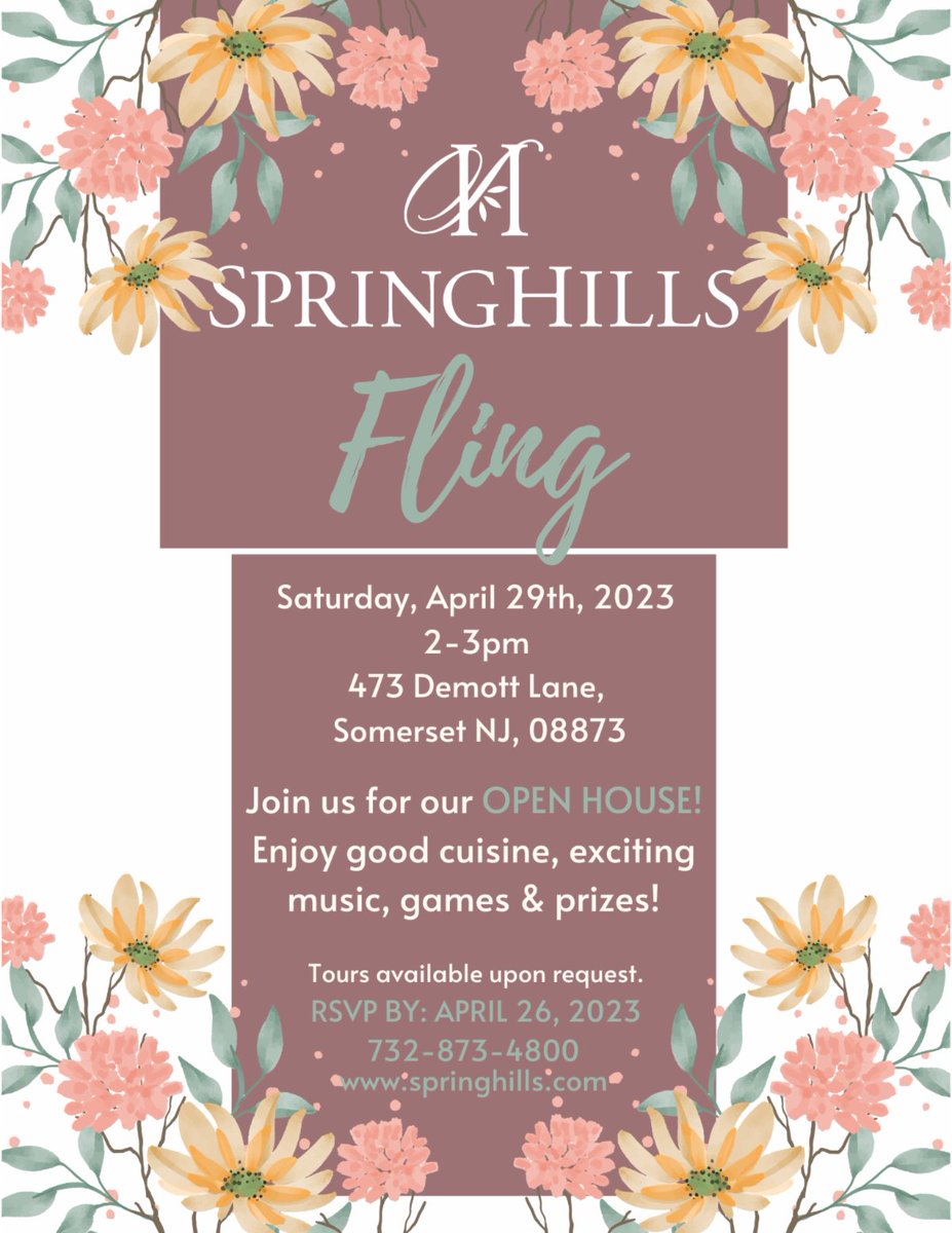springhills's tweet photo. If you did not RSVP for today's event at Spring Hills Somerset, room is still available!  Please call 732-873-4800 to enjoy the day with our team, great food, music, games and prizes today from 2-3pm. https://t.co/hE3cm3nsE2