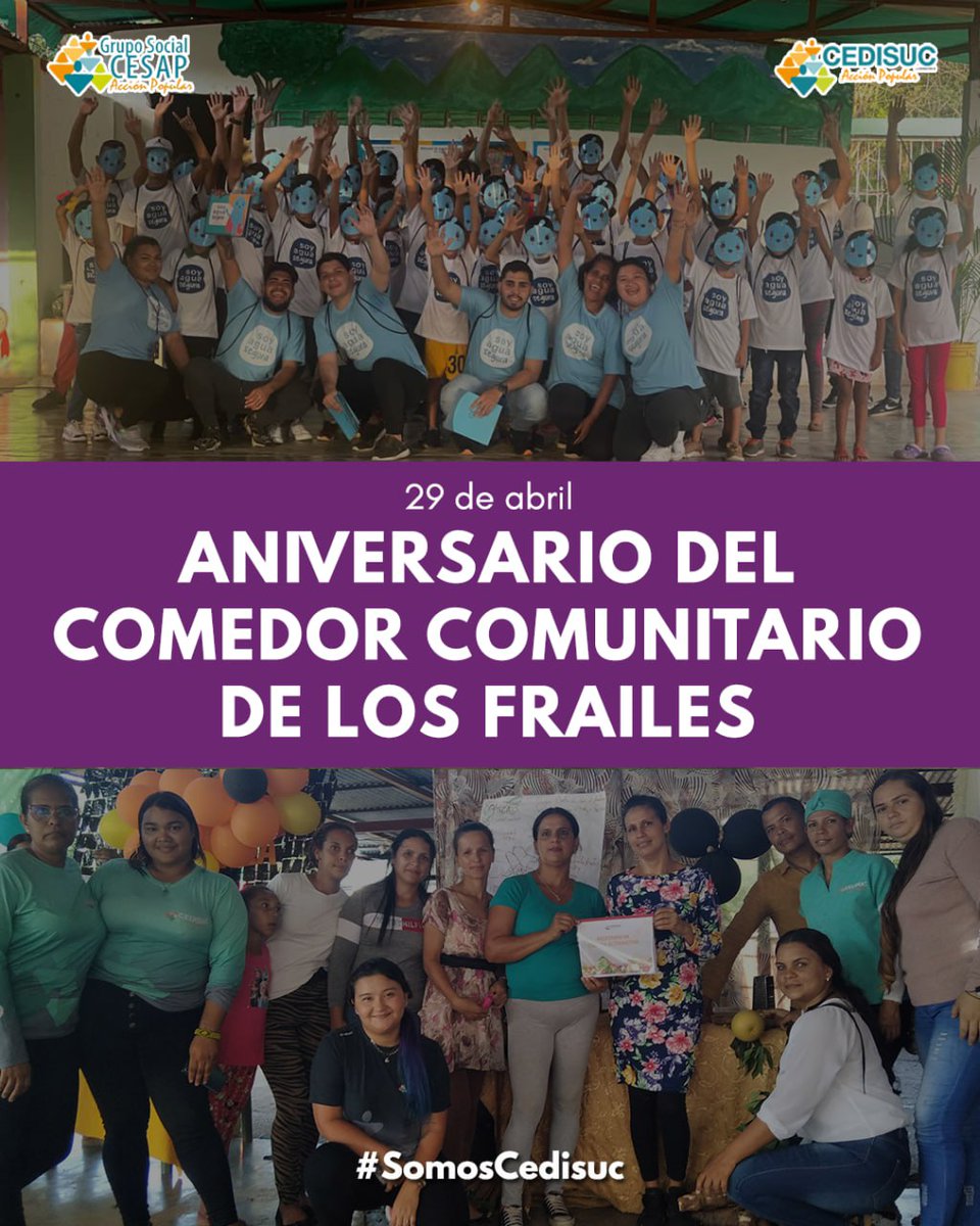 cedisuc_ve's tweet photo. Hoy está de aniversario el Comedor Comunitario de Los Frailes, parte del proyecto de seguridad alimentaria desarrollada por Cedisuc y el Grupo Social Cesap en los municipios Sucre y Cruz Salmerón Acosta, en el estado #Sucre.
#SomosCesap #Cedisuc #29Abr https://t.co/eNMUTOTcjM
