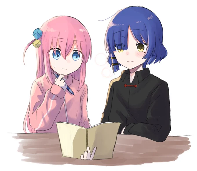 以前リクエストいただいて描いた「ぼリョウ」です! 布教のために公開していいよ～!と言っていただいたので載せます! リクエストをいただいたことで確かにこの二人の気が合っていると嬉しいことに気が付きました。陰キャクリエイター仲間…(バンド内比)