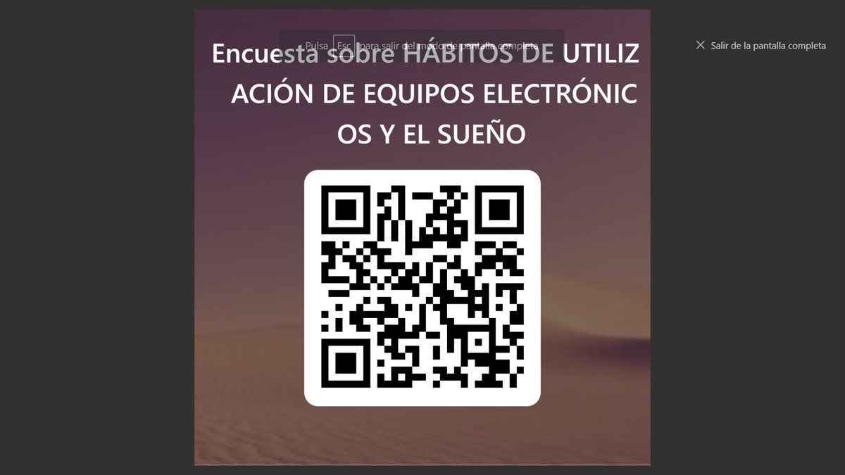 Queridos AMIGOS TODOS, aprovecho vuestra amabilidad y confianza y de antemano os agradecemos la participación en esta: Encuesta 'HÁBITOS DE UTILIZACIÓN DE EQUIPOS ELECTRÓNICOS Y EL SUEÑO' Muchas gracias ! forms.office.com/e/9MRfWnY8yV